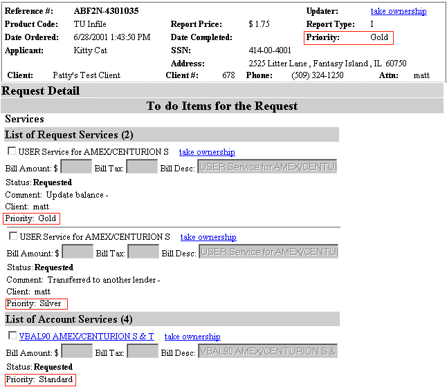 How to determine priorities on the Request Detail