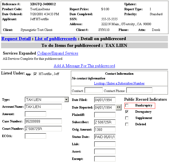 Bankruptcy indicator now appear on Public Records